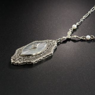 Frosted Rock Crystal Quartz Filigree Necklace 