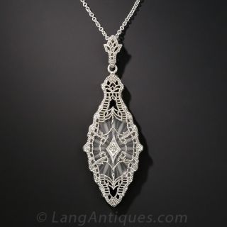 Frosted Rock Quartz and Diamond Necklace 