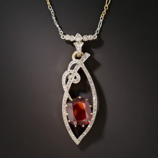Garnet and Diamond Drop Necklace - 6