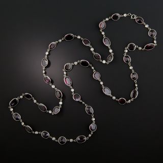Garnet and Diamond Long Chain Necklace - 5