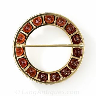Garnet Circle Brooch