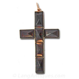 Garnet Cross Pendant - 1