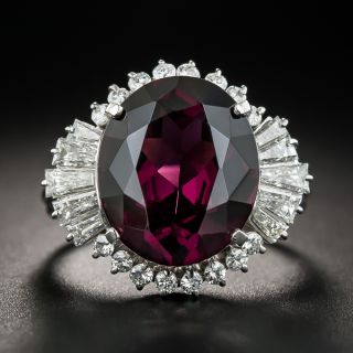 Garnet Platinum Diamond Cocktail Ring
