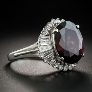 Garnet Platinum Diamond Cocktail Ring