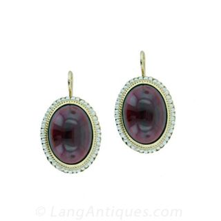 Garnet   Seed Pearl Drop Earrings Main View