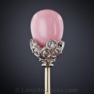 Gattle Conch Pearl and Diamond Stick Pin