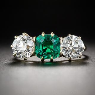 Gem 1.30 Carat Colombian Emerald and Diamond Ring - 2