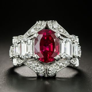 'Gem' 3.23 Carat Ceylon Ruby and Diamond Ring - AGL  - 2