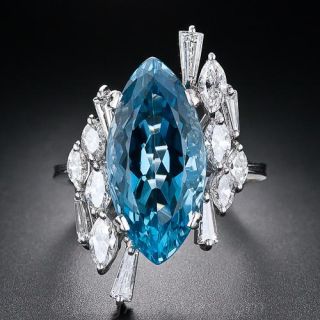 Gem Aquamarine and Diamond Ring