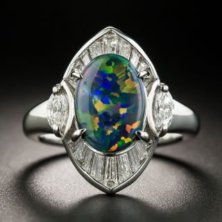 Gem Black Opal and Diamond Ring - 1