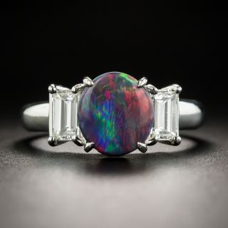 Gem Black Opal and Diamond Ring  - 1