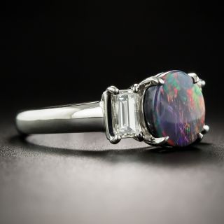 Gem Black Opal and Diamond Ring 