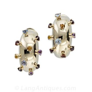 Gem Set Hoop Earrings