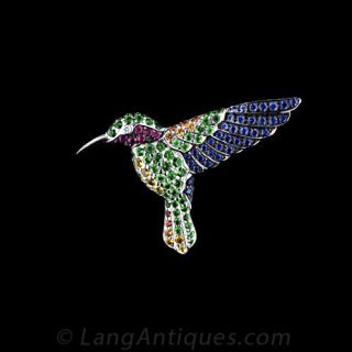 Gem Set Hummingbird Pin
