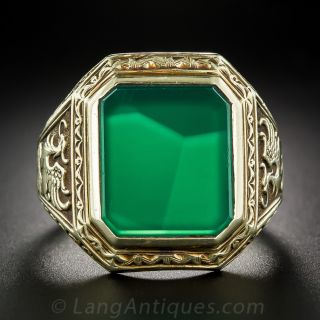 Gent's 14k and Chalcedony Griffin Ring