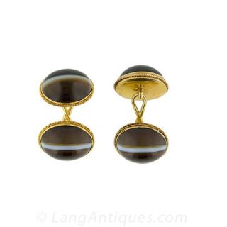 Gent's Amber Agate Cufflinks