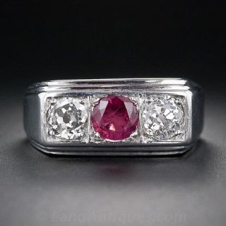 Gent's Art Deco Ruby and Diamond Ring