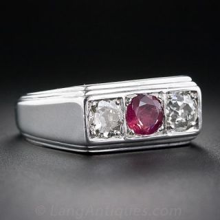 Gent's Art Deco Ruby and Diamond Ring