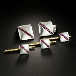 Gent's Art Deco Ruby and Platinum Dress Set - 2