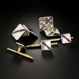 Gent's Art Deco Ruby and Platinum Dress Set