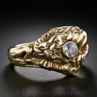 Gent's Art Nouveau Diamond Griffin Ring