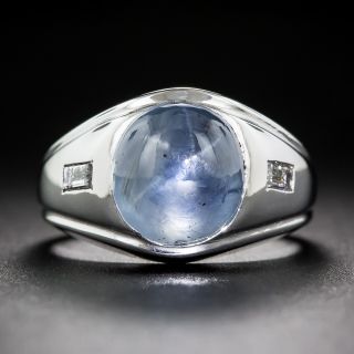 Gent's Blue Star Sapphire and Diamond Ring