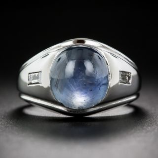Gent's Blue Star Sapphire and Diamond Ring