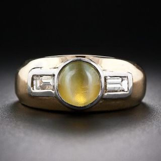 Gent's Chrysoberyl Cat's-Eye and Diamond Ring
