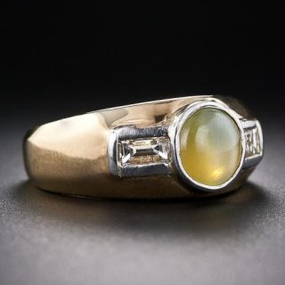 Gent's Chrysoberyl Cat's-Eye and Diamond Ring