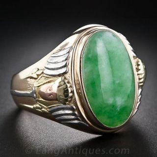 Gent's Four-Color Gold Jade Ring