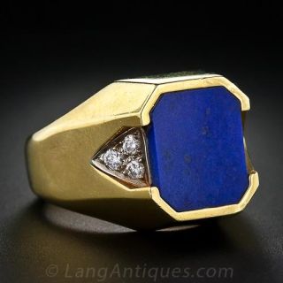 Gent's Lapis Lazuli and Diamond Ring