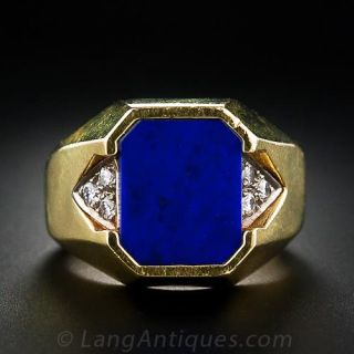 Gent's Lapis Lazuli and Diamond Ring