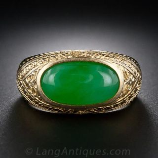 Gent's Natural-Color Jade Ring 