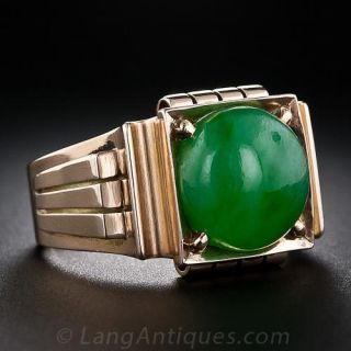 Gent's Retro Jade Ring