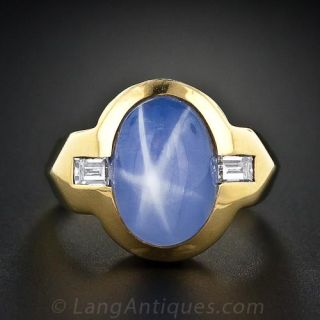 Gent's Star Sapphire and Diamond Ring - 2