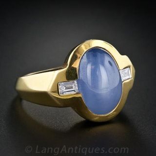 Gent's Star Sapphire and Diamond Ring