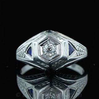 Gents Art Deco Diamond Ring Main View