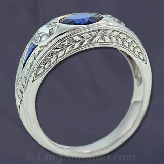 Gents Art Deco Sapphire and Diamond Ring