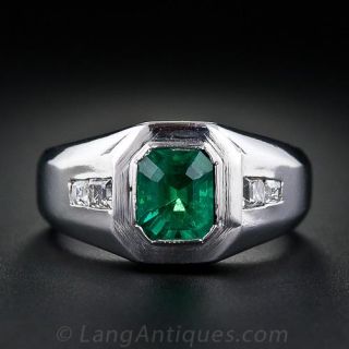 Gents Emerald and Diamond Ring