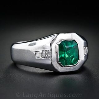 Gents Emerald and Diamond Ring