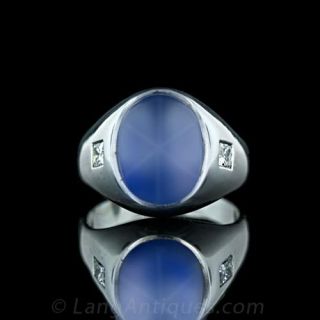 Gents Star Sapphire and Diamond Ring Main View