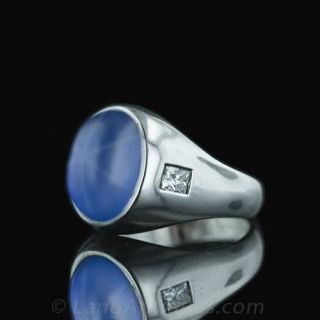 Gents Star Sapphire and Diamond Ring