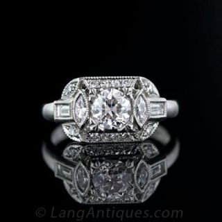 Geometric .70 Carat Art Deco Diamond Engagement Ring