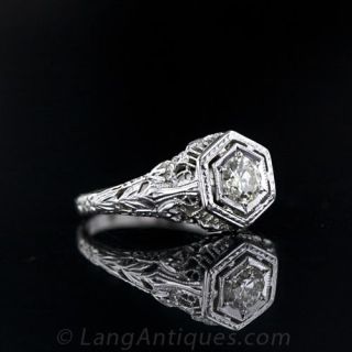 Geometric Art Deco .35 Carat Diamond Ring