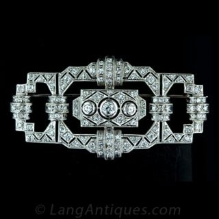 Geometric Art Deco Diamond Pin Main View