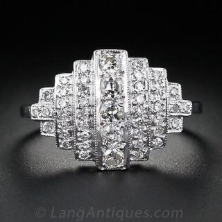 Geometric Art Deco Diamond Ring