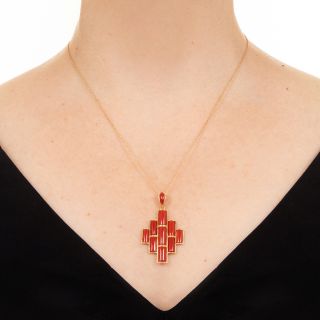 Geometric Coral Necklace