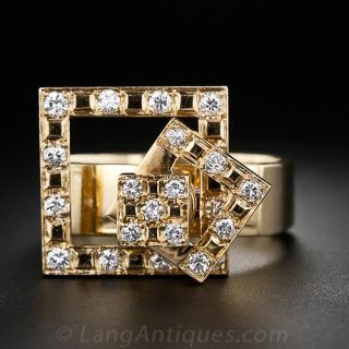 Geometric Diamond Spinner Ring