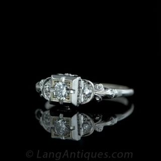 Geometric Motif Art Deco Diamond Ring