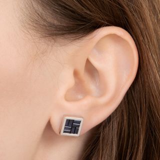 Geometric Sapphire Baguette Earrings